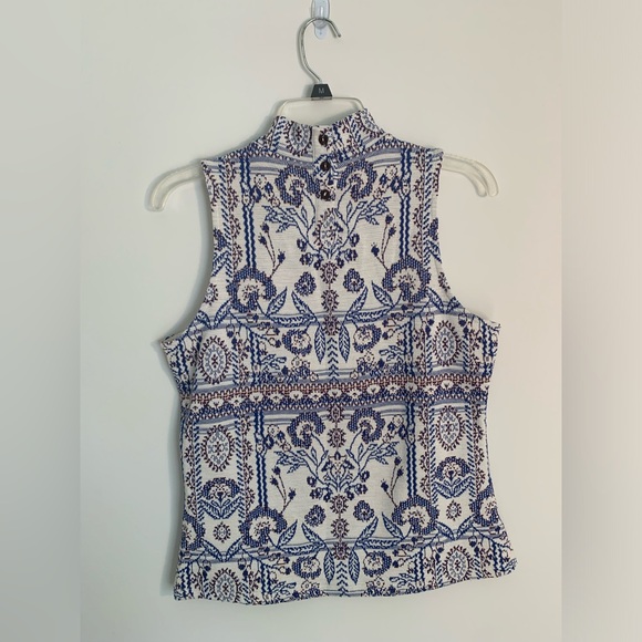 Anthropologie Agnes Jacquard Tank blue motif size S - Picture 5 of 7